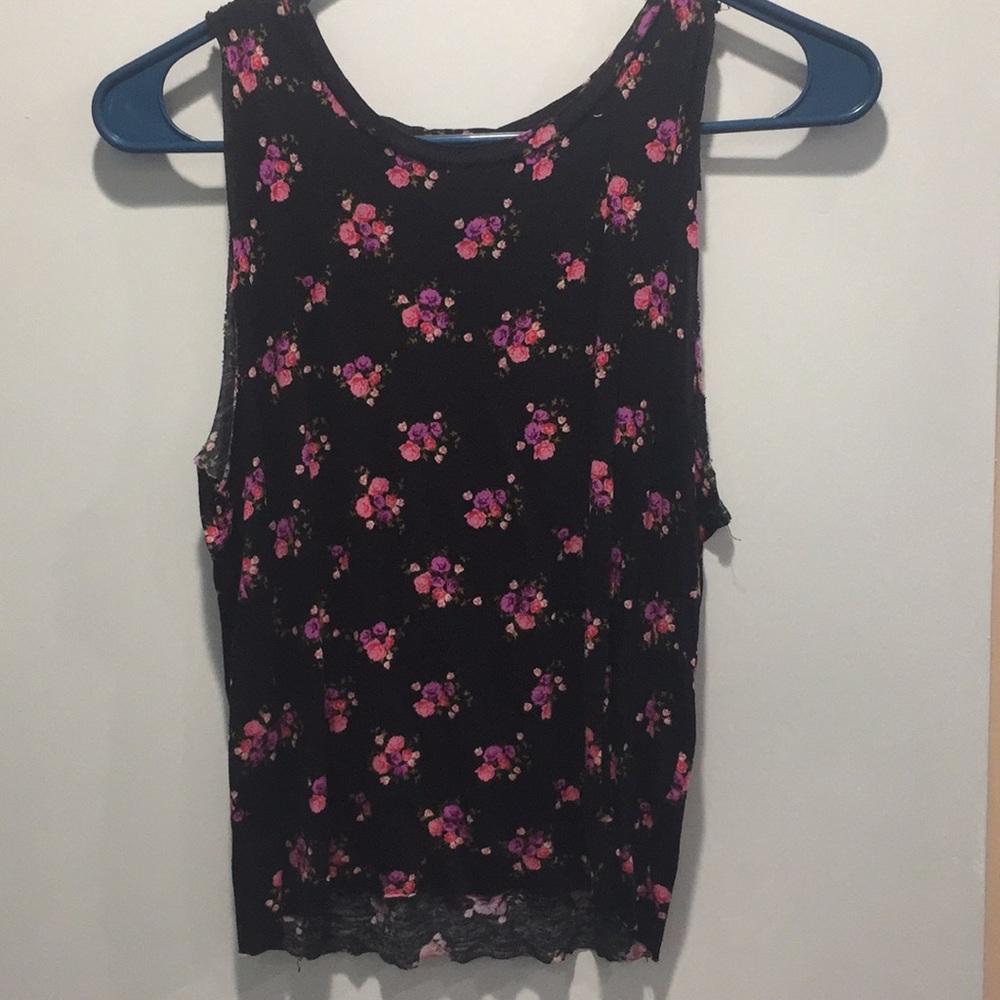 Black floral tank top